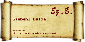 Szebeni Balda névjegykártya